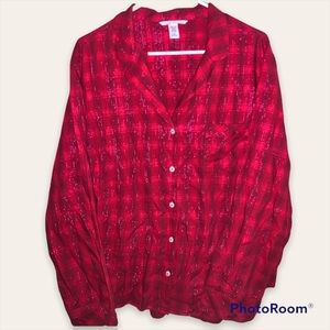 Victoria’s Secret Pajama Long sleeve top Red size Large